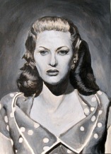 Yvonne de Carlo en “Criss Cross”/”El abrazo de la muerte”. Robert Siodmak.1949 13x18 cm. Acrílico sobre papel. VENDIDO