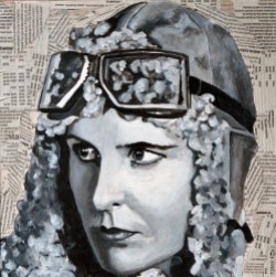 Helene Bertha Amalie «Leni» Riefenstahl (Berlín, 22 de agosto de 1902 – Pöcking, Baviera; 8 de septiembre de 2003) fue una actriz, fotógrafa y cineasta alemana. 25x25 cm. Acrílico y collage sobre tabla. VENDIDO