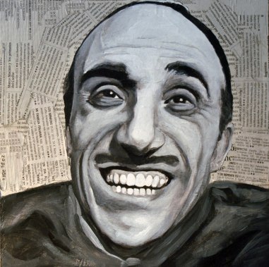 José Sazatornil Buendía, también conocido como Saza (Barcelona, 13 de agosto de 19251 - Madrid, 23 de julio de 2015), fue un actor español con una larga carrera cinematográfica y teatral. 25x25 cm. Acrílico y collage sobre tabla. VENDIDO