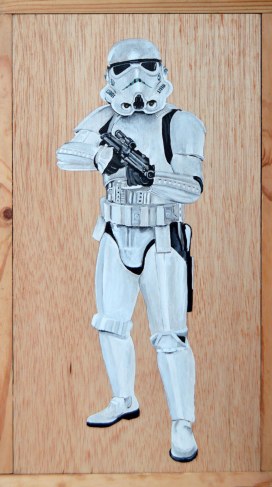 STAR WARS Classic Trilogy Imperial Stormtrooper 24 x 43 cm. Acrílico sobre tabla. VENDIDO